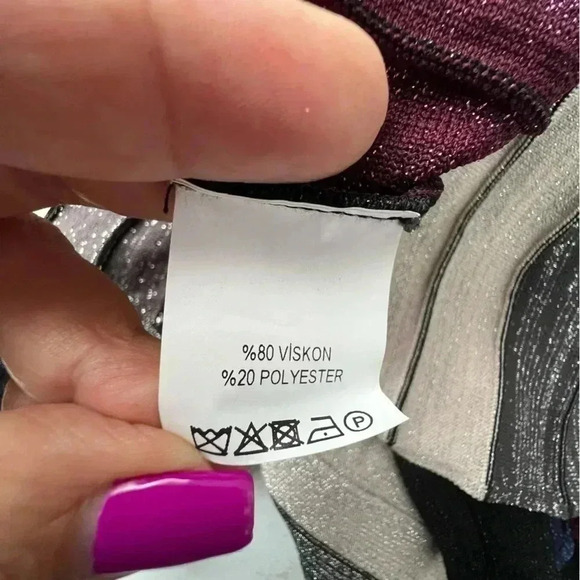 Neua Metallic Vertical Striped Broomstick Goth‎ Knit Maxi Skirt Sz XL - Picture 7 of 9